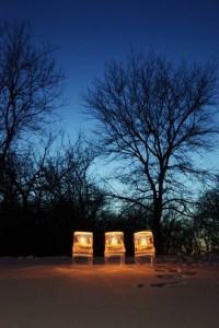 Luminaria at the crash site:  for Paxton, Michael and James. Feb 28, 2015